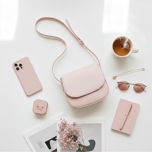 Mansur Gavriel Mini Classic Leather Saddle Crossbody Bag Pink Made in Italy